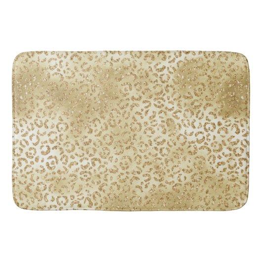 Gold Yellow Ombre Glitter Leopard Badmat (Voorkant)