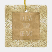 Gold Yellow Ombre Glitter Leopard Keramisch Ornament (Voorkant)