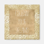 Gold Yellow Ombre Glitter Leopard Magneet (Voorkant)