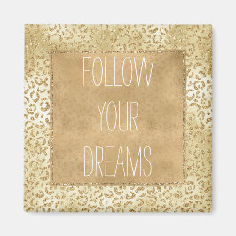 Gold Yellow Ombre Glitter Leopard Magneet