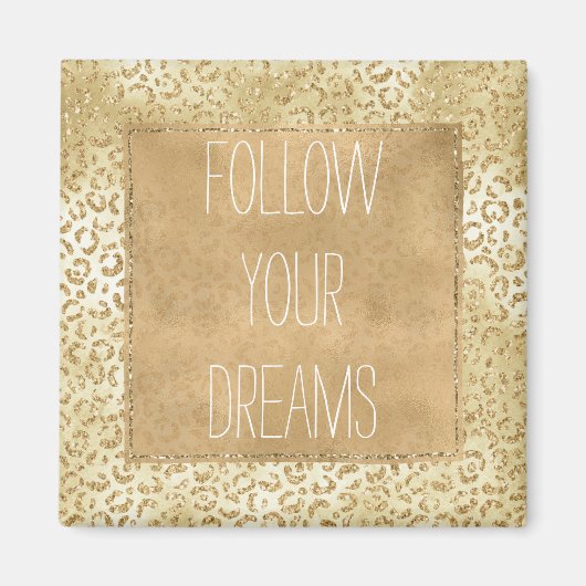 Gold Yellow Ombre Glitter Leopard Magneet (Voorkant)