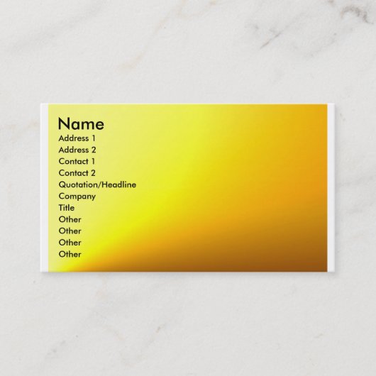 Gold Yellow Plain-kaart Visitekaartje (Voorkant)