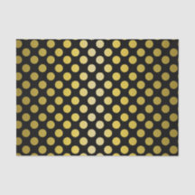 Gold Yellow Polka Dots op zwart weefsel