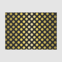 Gold Yellow Polka Dots op zwart weefsel Tissuepapier