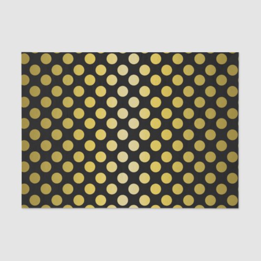 Gold Yellow Polka Dots op zwart weefsel Tissuepapier (Voorkant)