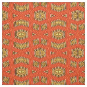 Gold Yellow Red Diamond Print Pattern Fabric Stof