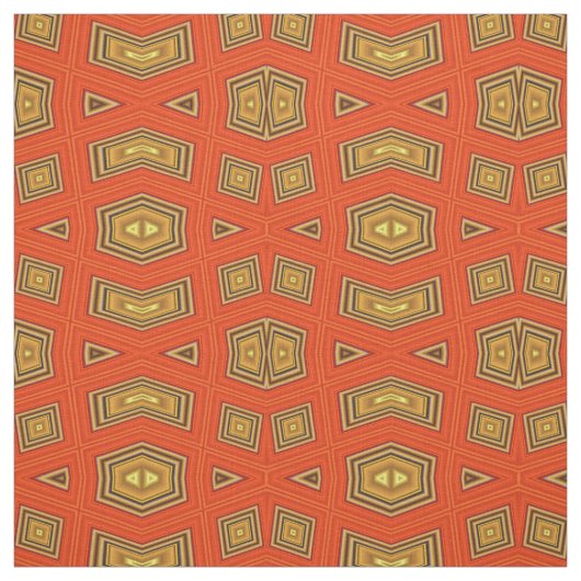 Gold Yellow Red Diamond Print Pattern Fabric Stof (Swatch)