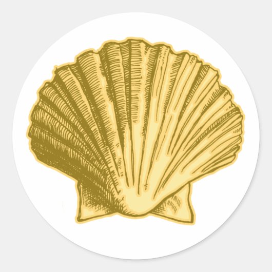 Gold Yellow Seashell-Stickers Ronde Sticker (Voorkant)