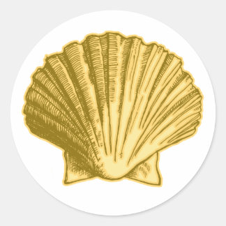 Gold Yellow Seashell-Stickers Ronde Sticker