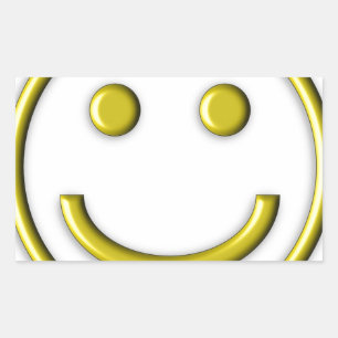 Gold Yellow Smiley Smiling Face Emoji Funny Rechthoekige Sticker