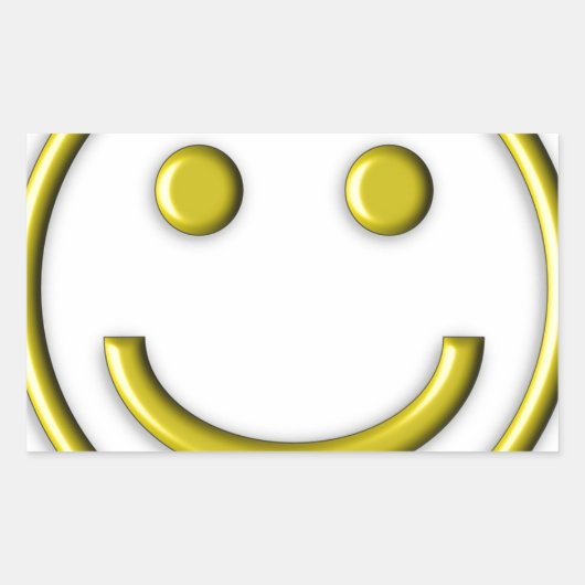 Gold Yellow Smiley Smiling Face Emoji Funny Rechthoekige Sticker (Voorkant)