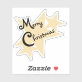 Gold Yellow Star Merry kerst Sticker (Vel)
