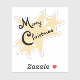 Gold Yellow Star Merry kerst Sticker