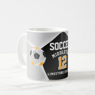 Gold Yellow, zwart-wit ⚽ sport Koffiemok