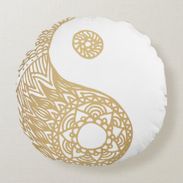 Gold Yin Yang Rond Kussen
