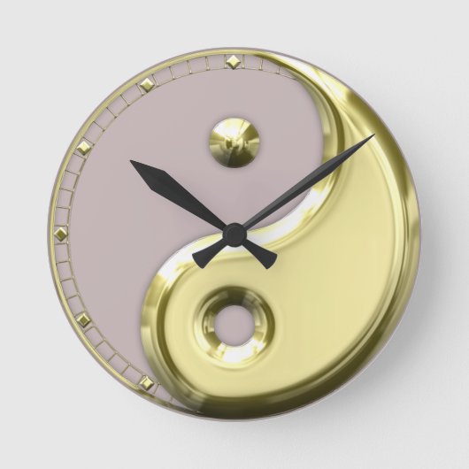 Gold Yin Yang Ronde Klok (Voorkant)