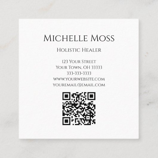 Gold Yin Yang Symbool Holistische Healer QR-code Vierkante Visitekaartje (Achterkant)