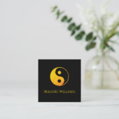 Gold Yin Yang Symbool Holistische Healer QR-code Vierkante Visitekaartje (Staand voorkant)