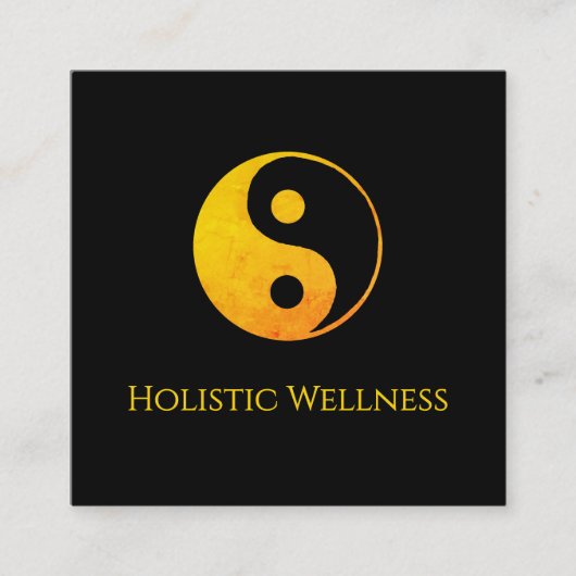 Gold Yin Yang Symbool Holistische Healer QR-code Vierkante Visitekaartje (Voorkant)