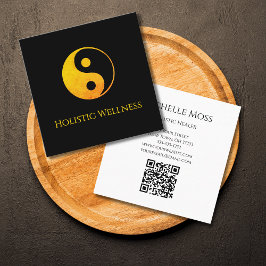 Gold Yin Yang Symbool Holistische Healer QR-code Vierkante Visitekaartje