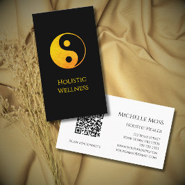 Gold Yin Yang Symbool QR code Holistische Wellness Visitekaartje