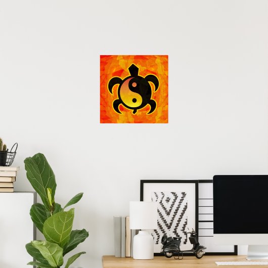 Gold Yin Yang Turtle Poster (Thuiskantoor)