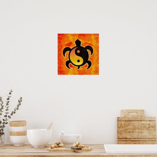 Gold Yin Yang Turtle Poster (Keuken)