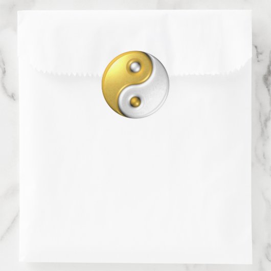 Gold Ying Yang Ronde Sticker (Tas)