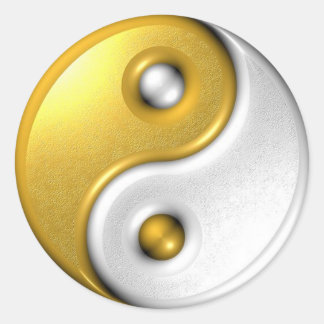 Gold Ying Yang Ronde Sticker