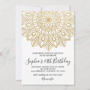 Gold Yoga Birthday Uitnodiging