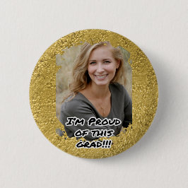 Gold Your Photo Gradud Party Afstudeerder Ronde Button 5,7 Cm