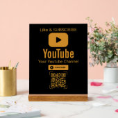Gold YouTube Subscribe QR Code Black Acryl Bord (Huwelijk)