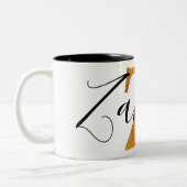 Gold 'Z'-monogram met persoonlijke naam Tweekleurige Koffiemok (Links)