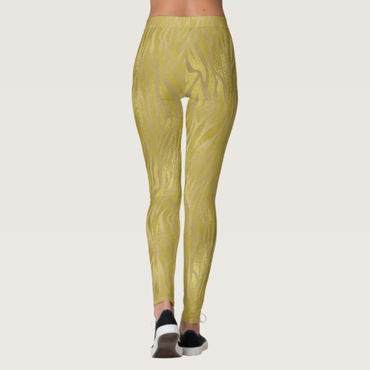 Gold Zebra afdrukken Leggings (Achterkant)