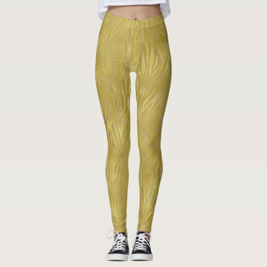 Gold Zebra afdrukken Leggings (Voorkant)