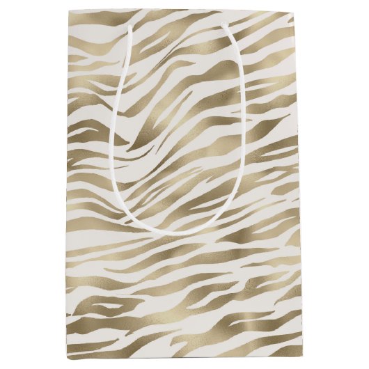 Gold Zebra afdrukken Medium Cadeauzakje (Voorkant)