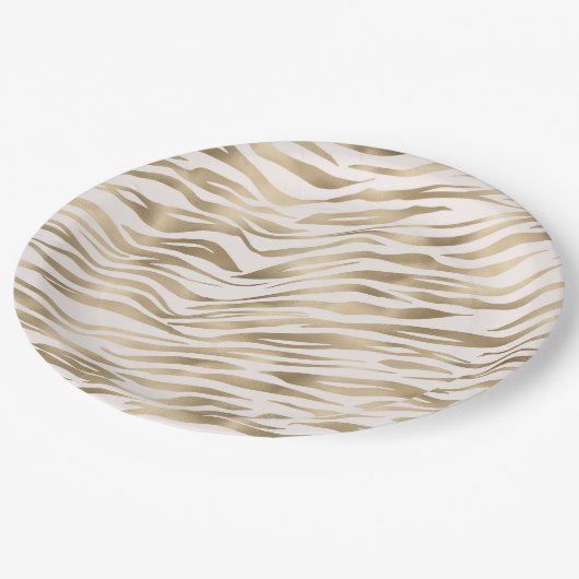 Gold Zebra afdrukken Papieren Bordje (Gekanteld)
