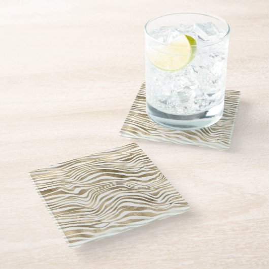 Gold Zebra Animal Print       Glazen Onderzetter (Schuin)