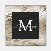 Gold Zebra Animal Print Monogram Magneet (Voorkant)