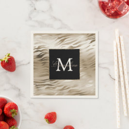 Gold Zebra Animal Print Monogram Servet