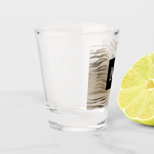 Gold Zebra Animal Print Monogram Shot Glas (Links)