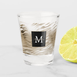 Gold Zebra Animal Print Monogram Shot Glas
