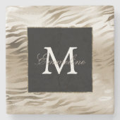 Gold Zebra Animal Print Monogram Stenen Onderzetter (Voorkant)