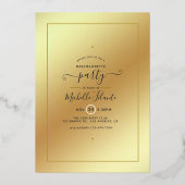 Gold Zebra Chic Bachelorette Folie Uitnodiging (Achterkant)