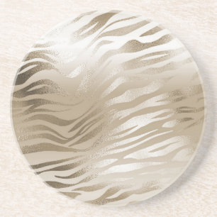 Gold Zebra en leopard Print Ombre Zandsteen Onderzetter