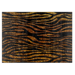 Gold Zebra, Glitter Zebra, Zebra Print, Stripes Snijplank