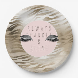 Gold Zebra Glitzy Silver Sparkle Eyes          Papieren Bordje