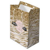 Gold Zebra print Glitzy Eyes Medium Cadeauzakje (Voorkant Gekanteld)