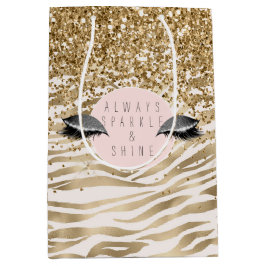 Gold Zebra print Glitzy Eyes Medium Cadeauzakje