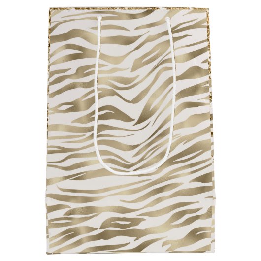 Gold Zebra print Glitzy Eyes Medium Cadeauzakje (Achterkant)